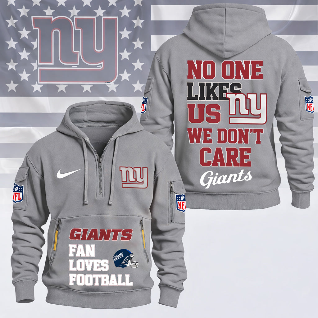 LIMITED EDITION - NEW CUSTOMIZED NFL32 NYG NEW YORK GIANTS QUARTER ZIP HOODIE
