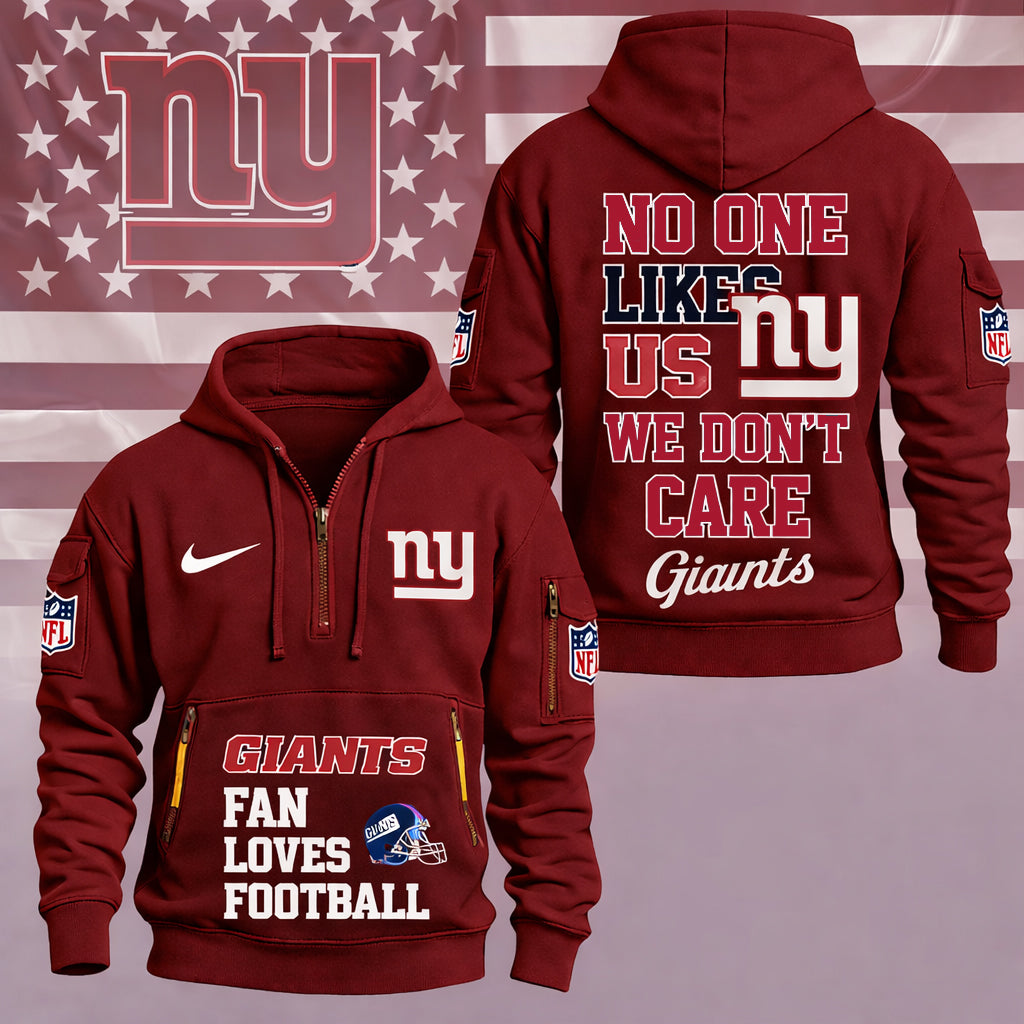 LIMITED EDITION - NEW CUSTOMIZED NFL32 NYG NEW YORK GIANTS QUARTER ZIP HOODIE