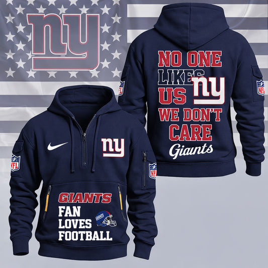 LIMITED EDITION - NEW CUSTOMIZED NFL32 NYG NEW YORK GIANTS QUARTER ZIP HOODIE