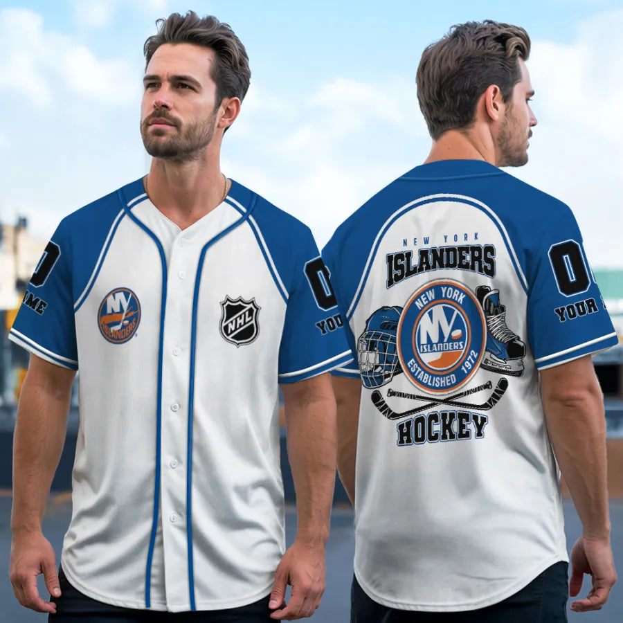 LIMITED EDITION - NEW CUSTOMIZED NHL25 NY ISLANDERS BASEBALL JERSEY
