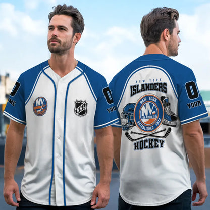 LIMITED EDITION - NEW CUSTOMIZED NHL25 NY ISLANDERS BASEBALL JERSEY