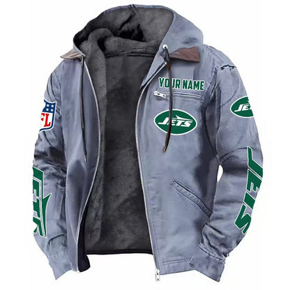LIMITED EDITION - NEW CUSTOMIZED NFL25 NYJ NEW YORK JETS HOODED CARDIGAN JACKET