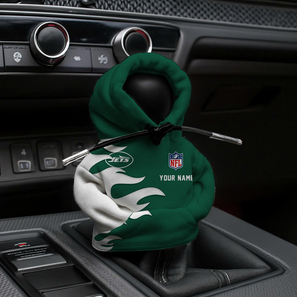 LIMITED EDITION - NEW CUSTOMIZED NFL25 NYJ NEW YORK JETS CAR HOODIE SHIFT KNOB COVER
