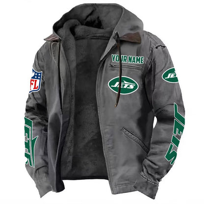 LIMITED EDITION - NEW CUSTOMIZED NFL25 NYJ NEW YORK JETS HOODED CARDIGAN JACKET