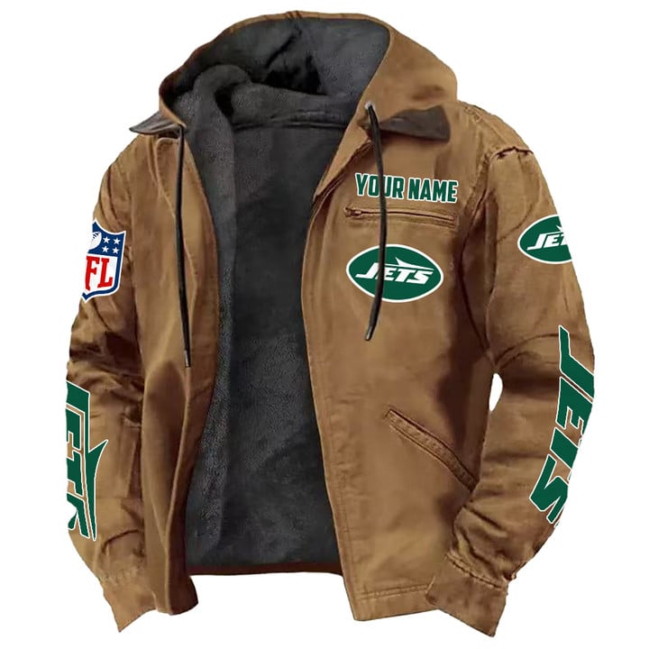 LIMITED EDITION - NEW CUSTOMIZED NFL25 NYJ NEW YORK JETS HOODED CARDIGAN JACKET