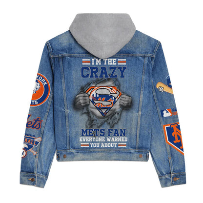 LIMITED EDITION - NEW CUSTOMIZED MLB17 NYM NEW YORK METS HOODED DENIM JACKET