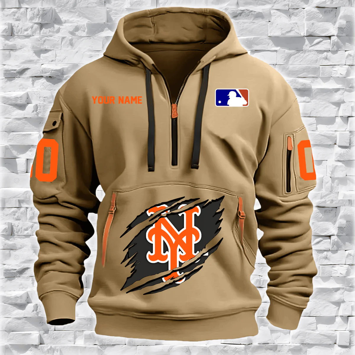 LIMITED EDITION - NEW CUSTOMIZED MLB17 NY METS QUARTER ZIP HOODIE