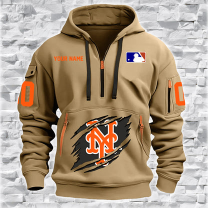 LIMITED EDITION - NEW CUSTOMIZED MLB17 NY METS QUARTER ZIP HOODIE