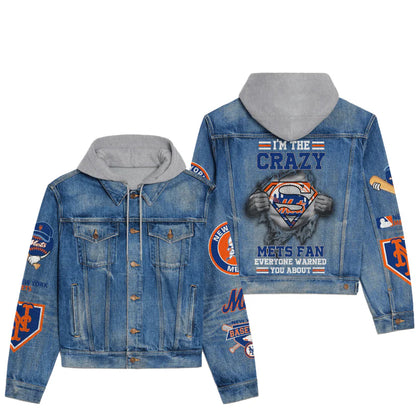 LIMITED EDITION - NEW CUSTOMIZED MLB17 NYM NEW YORK METS HOODED DENIM JACKET