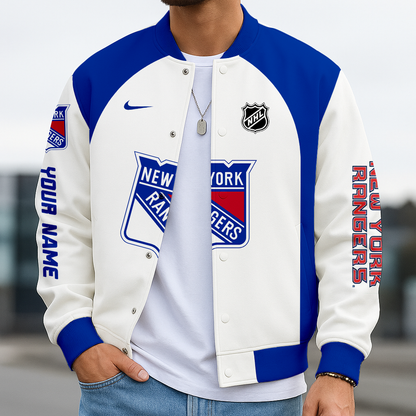 LIMITED EDITION - NEW CUSTOMIZED NHL24 NYR NEW YORK RANGERS BASEBALL JACKET