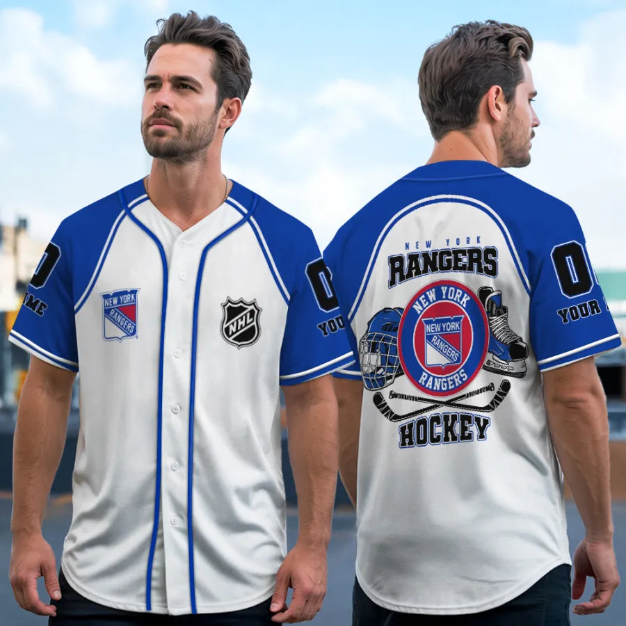 LIMITED EDITION - NEW CUSTOMIZED NHL24 NY RANGERS BASEBALL JERSEY