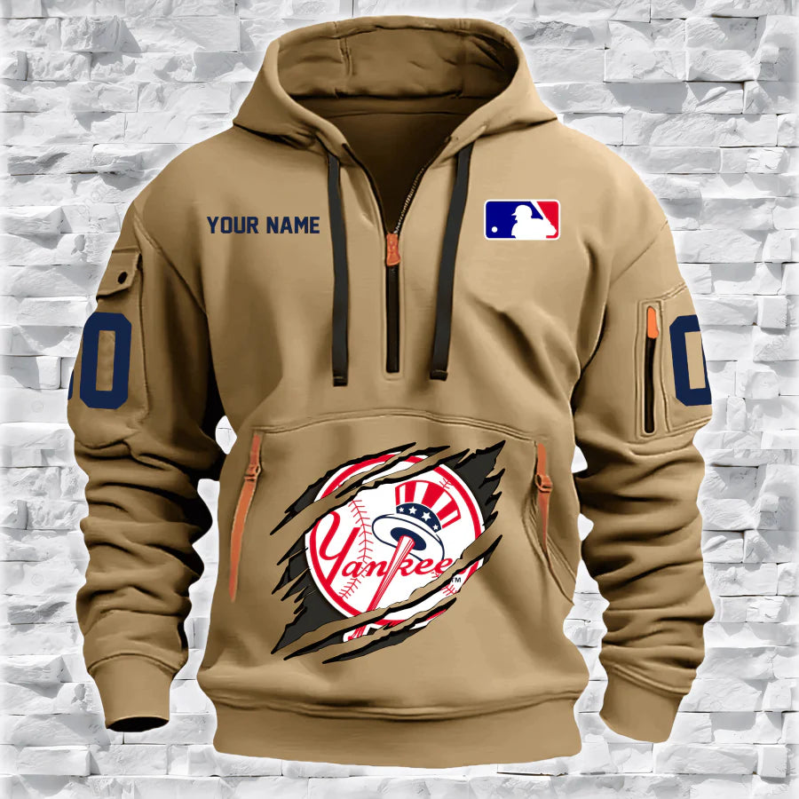 LIMITED EDITION - NEW CUSTOMIZED MLB01 NY YANKEES QUARTER ZIP HOODIE