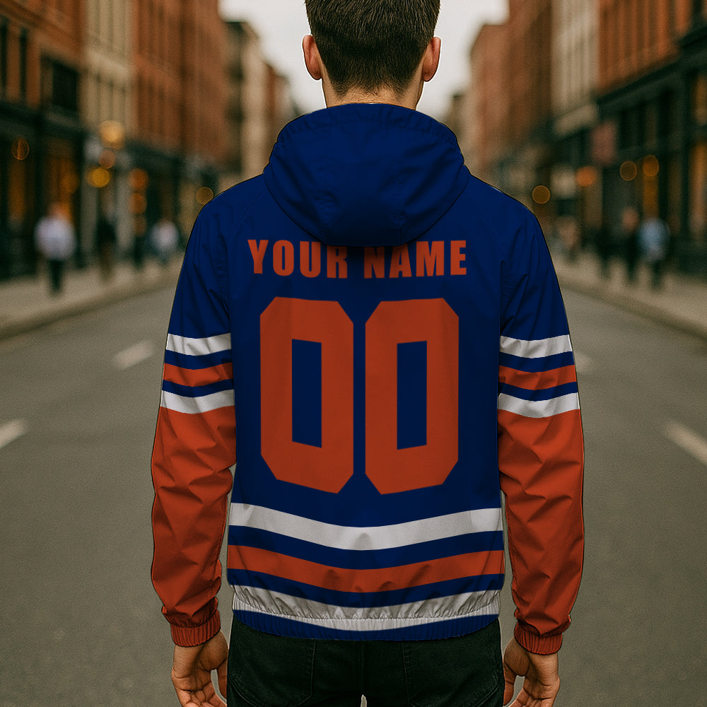 LIMITED EDITION - NEW CUSTOMIZED NHL03 EMO EDMONTON OILERS WINDBREAKER JACKET