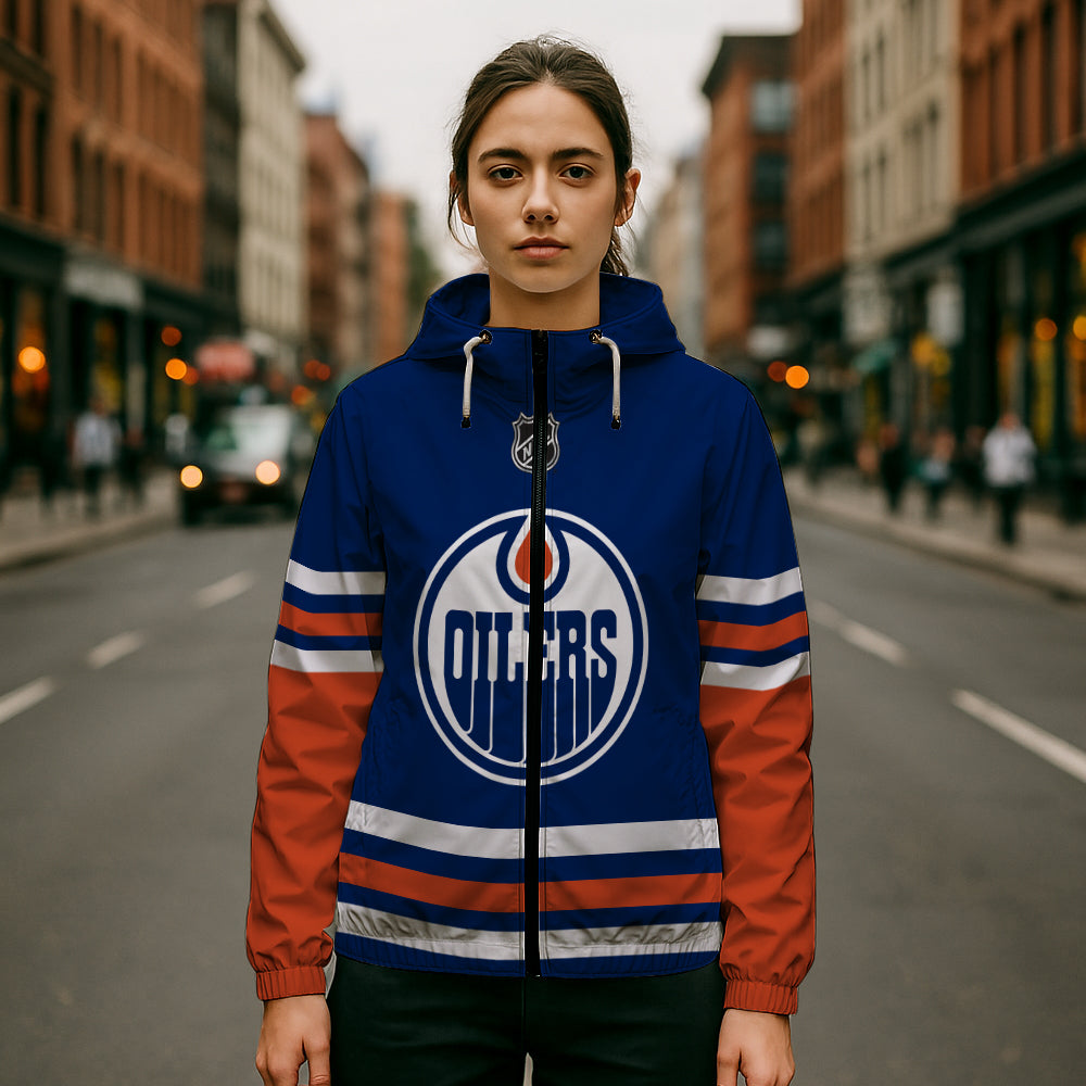 LIMITED EDITION - NEW CUSTOMIZED NHL03 EMO EDMONTON OILERS WINDBREAKER JACKET