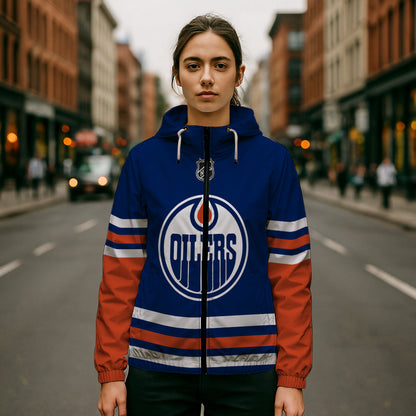 LIMITED EDITION - NEW CUSTOMIZED NHL03 EMO EDMONTON OILERS WINDBREAKER JACKET