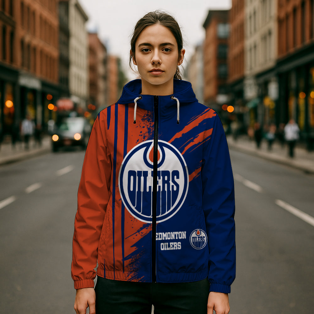 LIMITED EDITION - NEW CUSTOMIZED NHL03 EMO EDMONTON OILERS WINDBREAKER JACKET