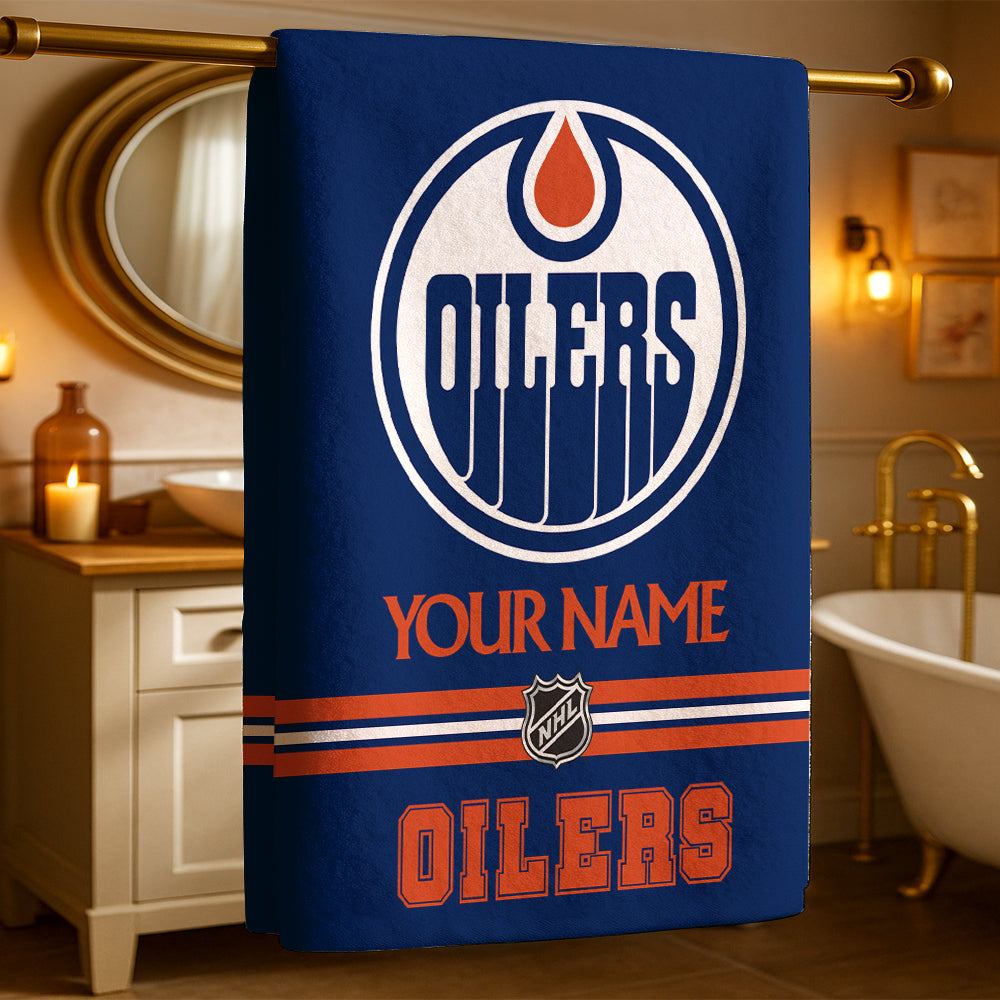 LIMITED EDITION - NEW CUSTOMIZED NHL03 EMO EDMONTON OILERS BEACH & BATH TOWEL