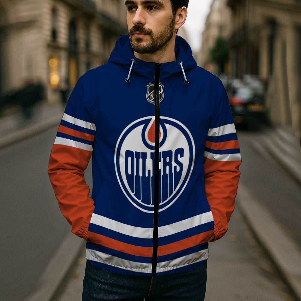 LIMITED EDITION - NEW CUSTOMIZED NHL03 EMO EDMONTON OILERS WINDBREAKER JACKET