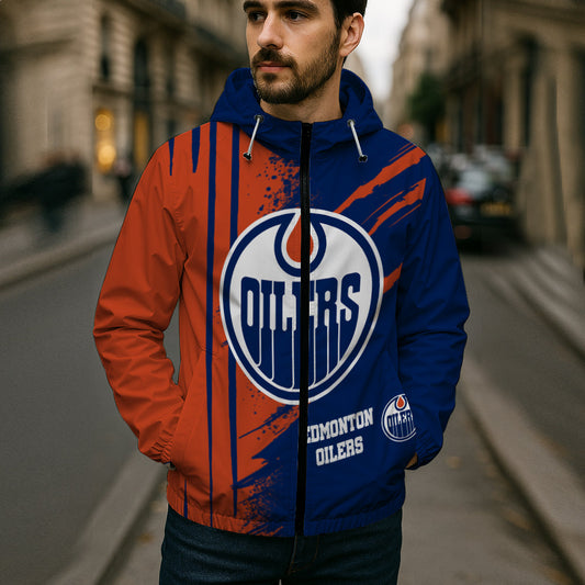LIMITED EDITION - NEW CUSTOMIZED NHL03 EMO EDMONTON OILERS WINDBREAKER JACKET