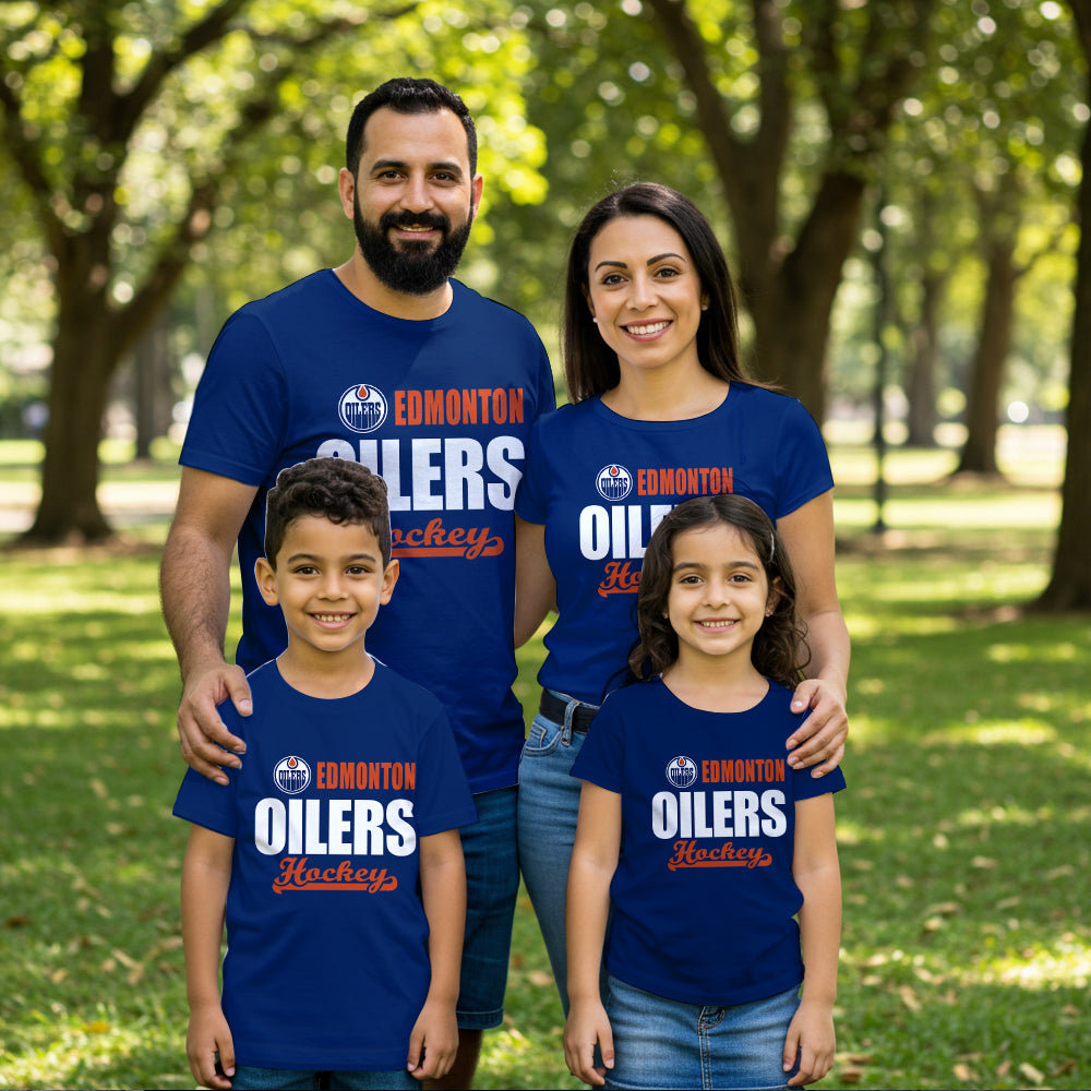 LIMITED EDITION - NEW CUSTOMIZED NHL03 EMO EDMONTON OILERS T-SHIRT FOR FAMILY (ADULTS & KIDS)