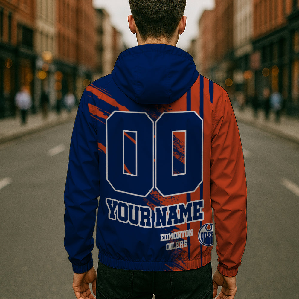 LIMITED EDITION - NEW CUSTOMIZED NHL03 EMO EDMONTON OILERS WINDBREAKER JACKET