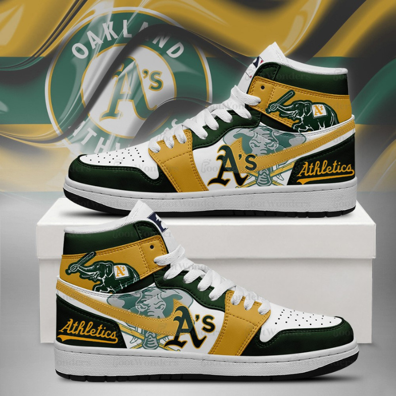 LIMITED EDITION - NEW CUSTOMIZED MLB23 OL ATHLETICS AIR JORDAN SNEAKERS