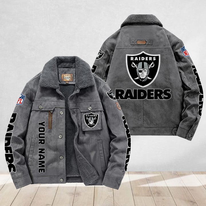 LIMITED EDITION - NEW CUSTOMIZED NFL07 LVR LAS VEGAS RAIDERS FLEECE JACKET