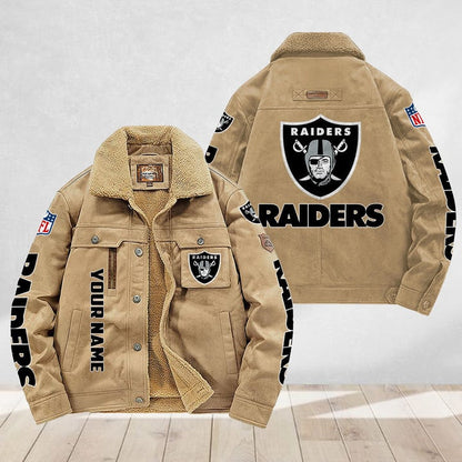 LIMITED EDITION - NEW CUSTOMIZED NFL07 LVR LAS VEGAS RAIDERS FLEECE JACKET