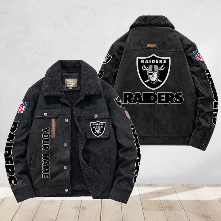 LIMITED EDITION - NEW CUSTOMIZED NFL07 LVR LAS VEGAS RAIDERS FLEECE JACKET