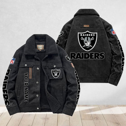 LIMITED EDITION - NEW CUSTOMIZED NFL07 LVR LAS VEGAS RAIDERS FLEECE JACKET