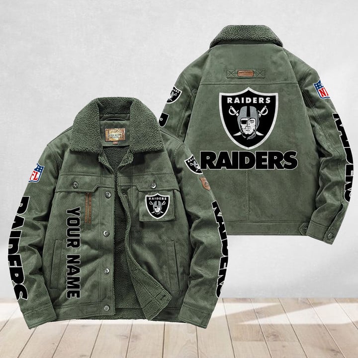 LIMITED EDITION - NEW CUSTOMIZED NFL07 LVR LAS VEGAS RAIDERS FLEECE JACKET