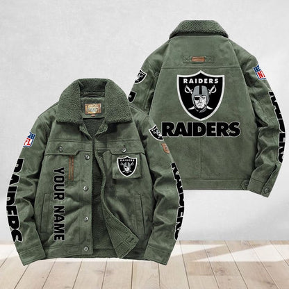 LIMITED EDITION - NEW CUSTOMIZED NFL07 LVR LAS VEGAS RAIDERS FLEECE JACKET