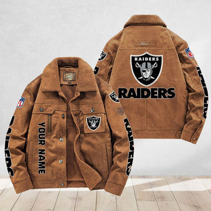 LIMITED EDITION - NEW CUSTOMIZED NFL07 LVR LAS VEGAS RAIDERS FLEECE JACKET