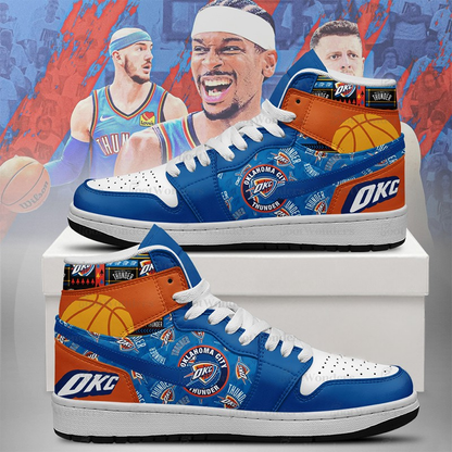 LIMITED EDITION - NEW CUSTOMIZED NBA01 OKC THUNDER AIR JORDAN SNEAKERS