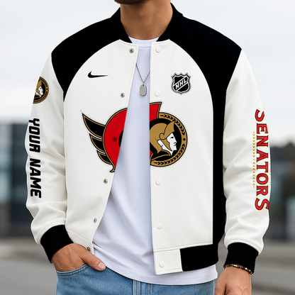 LIMITED EDITION - NEW CUSTOMIZED NHL29 OSN OTTAWA SENATORS BASEBALL JACKET