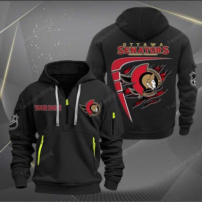 LIMITED EDITION - NEW CUSTOMIZED NHL29 OSN OTTAWA SENATORS QUARTER ZIP HOODIE