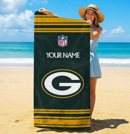 LIMITED EDITION - NEW CUSTOMIZED NFL08 GBP GREEN BAY PACKERS BEACH & BATH TOWEL (KIDS & ADULTS)