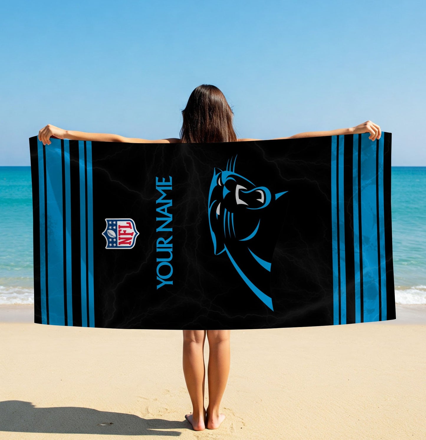 LIMITED EDITION - NEW CUSTOMIZED NFL23 CLP CAROLINA PANTHERS BEACH & BATH TOWEL (KIDS & ADULTS)