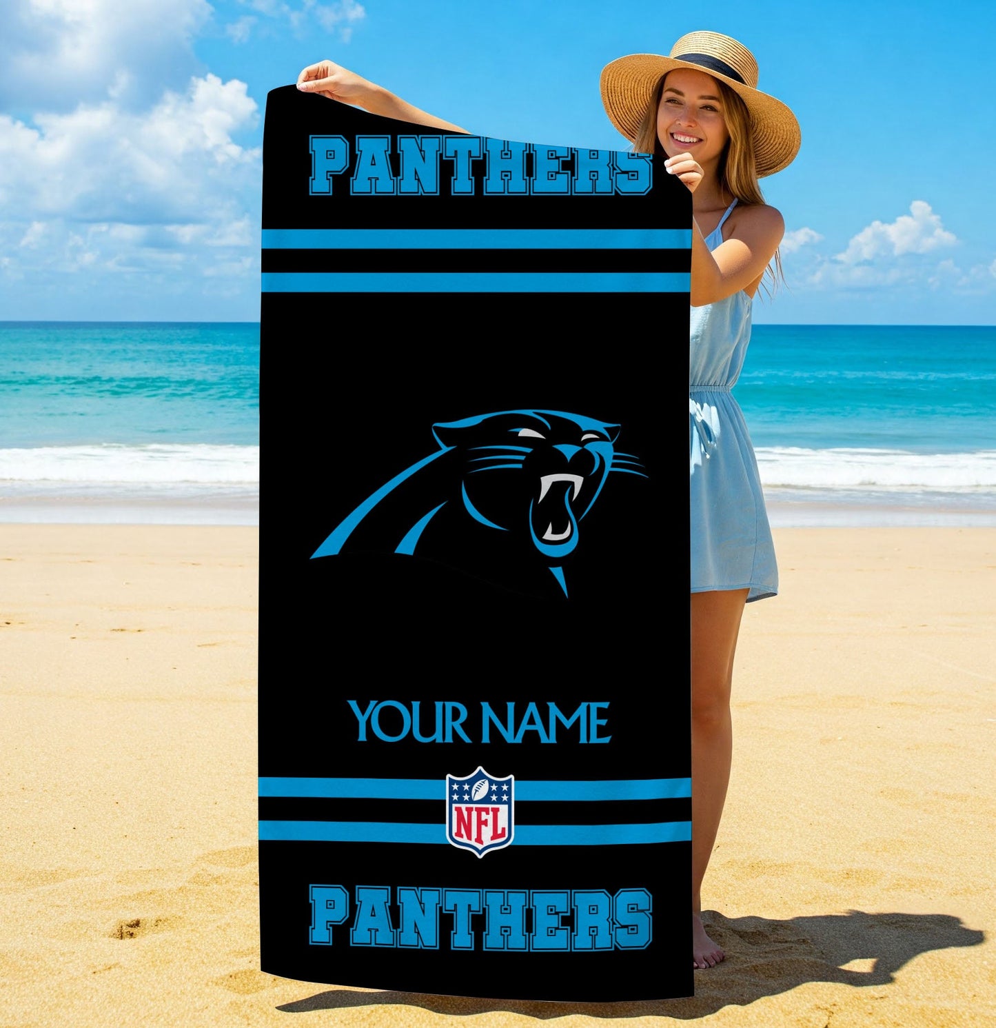 LIMITED EDITION - NEW CUSTOMIZED NFL23 CLP CAROLINA PANTHERS BEACH & BATH TOWEL (KIDS & ADULTS)
