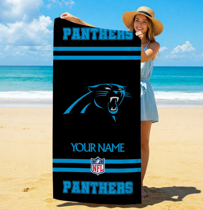 LIMITED EDITION - NEW CUSTOMIZED NFL23 CLP CAROLINA PANTHERS BEACH & BATH TOWEL (KIDS & ADULTS)