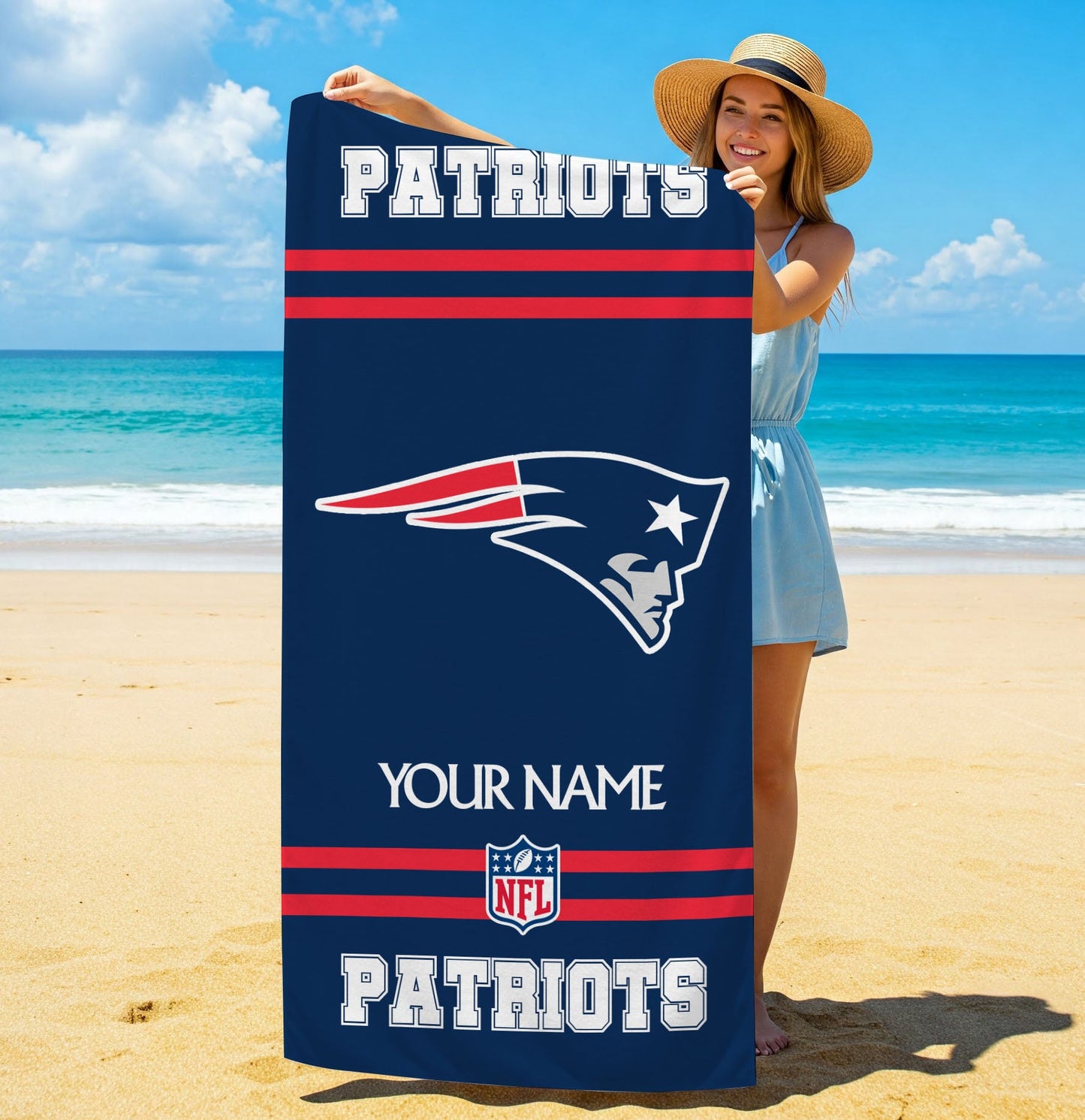 LIMITED EDITION - NEW CUSTOMIZED NFL27 NEP NEW ENGLAND PATRIOTS BEACH & BATH TOWEL (KIDS & ADULTS)