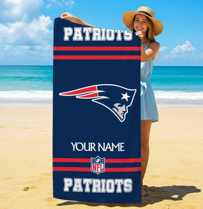 LIMITED EDITION - NEW CUSTOMIZED NFL27 NEP NEW ENGLAND PATRIOTS BEACH & BATH TOWEL (KIDS & ADULTS)