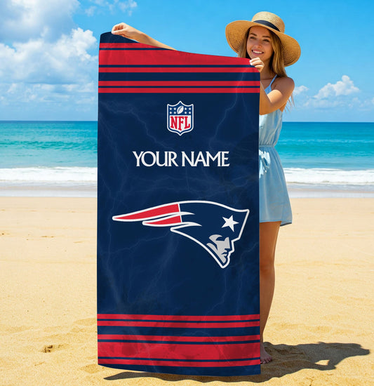 LIMITED EDITION - NEW CUSTOMIZED NFL27 NEP NEW ENGLAND PATRIOTS BEACH & BATH TOWEL (KIDS & ADULTS)