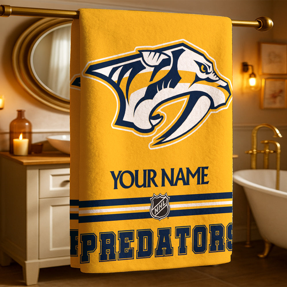 LIMITED EDITION - NEW CUSTOMIZED NHL31 NVP NASHVILLE PREDATORS BEACH & BATH TOWEL
