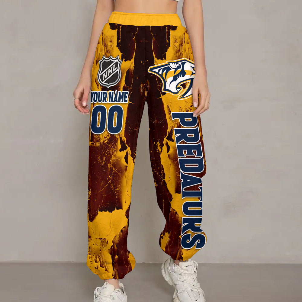 LIMITED EDITION - NEW CUSTOMIZED NHL31 NVP NASHVILLE PREDATORS LONG PANTS