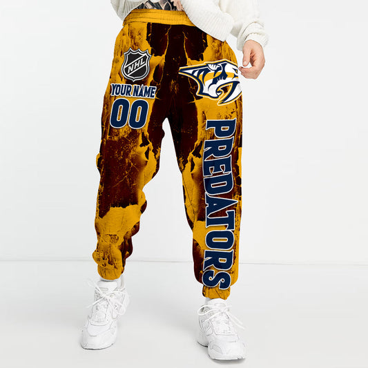 LIMITED EDITION - NEW CUSTOMIZED NHL31 NVP NASHVILLE PREDATORS LONG PANTS