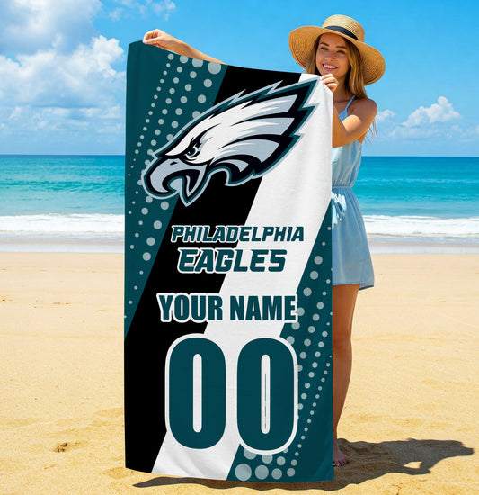 LIMITED EDITION - NEW CUSTOMIZED NFL02 PPE PHILADELPHIA EAGLES BEACH & BATH TOWEL
