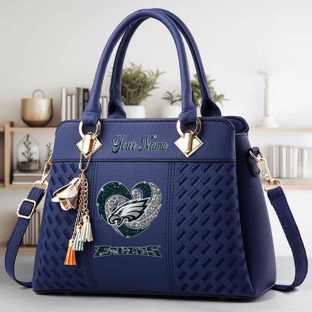LIMITED EDITION - NEW CUSTOMIZED NFL02 PPE PHILADELPHIA EAGLES ZIP HANDBAG MULTICOLOR
