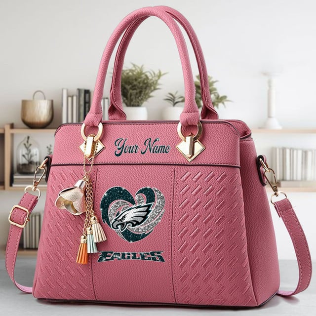 LIMITED EDITION - NEW CUSTOMIZED NFL02 PPE PHILADELPHIA EAGLES ZIP HANDBAG MULTICOLOR