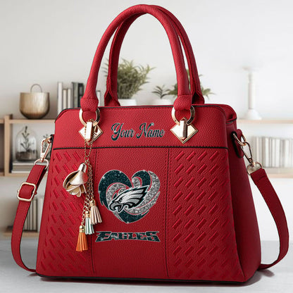 LIMITED EDITION - NEW CUSTOMIZED NFL02 PPE PHILADELPHIA EAGLES ZIP HANDBAG MULTICOLOR